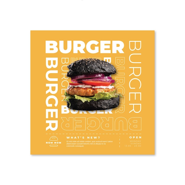 Bezpłatny wektor szablon ulotki amerykańskiego jedzenia ze zdjęciem burgera