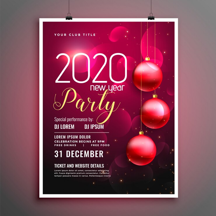 Bezpłatny plik Wektor szablon ulotki lub plakatu strony nowego roku 2020