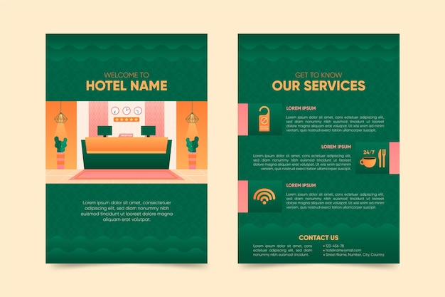 Szablon Ulotki Nowoczesny Hotel Z Ilustracją