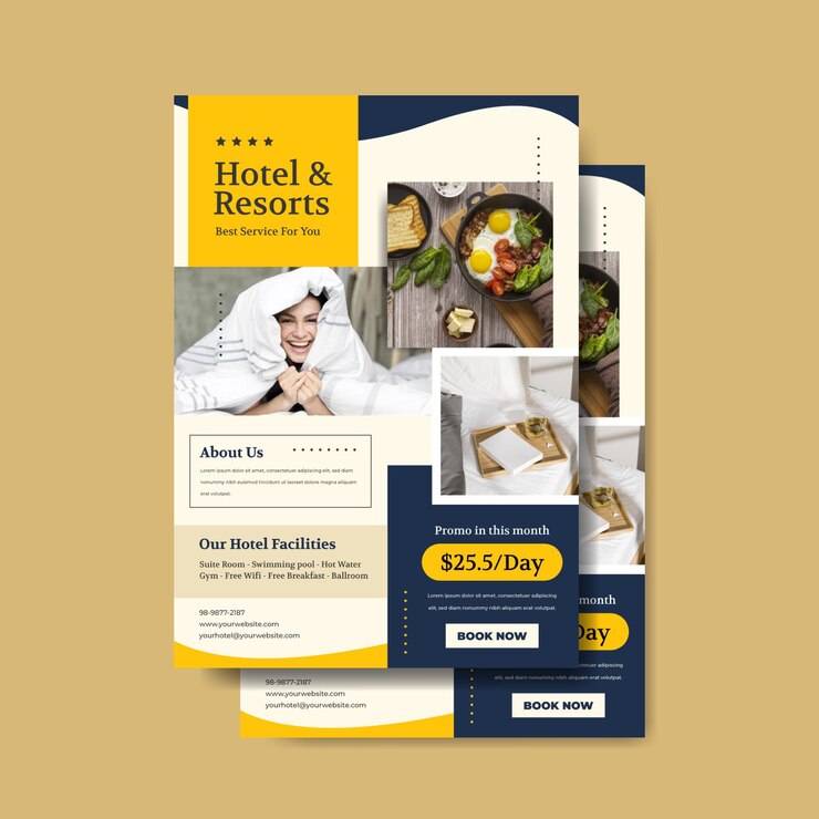 Bezpłatny plik Wektor szablon ulotki nowoczesny hotel ze zdjęciem