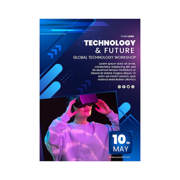 Szablon ulotki pionowej technologii