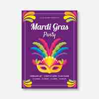 Bezpłatny wektor szablon ulotki plakat party mardi gras