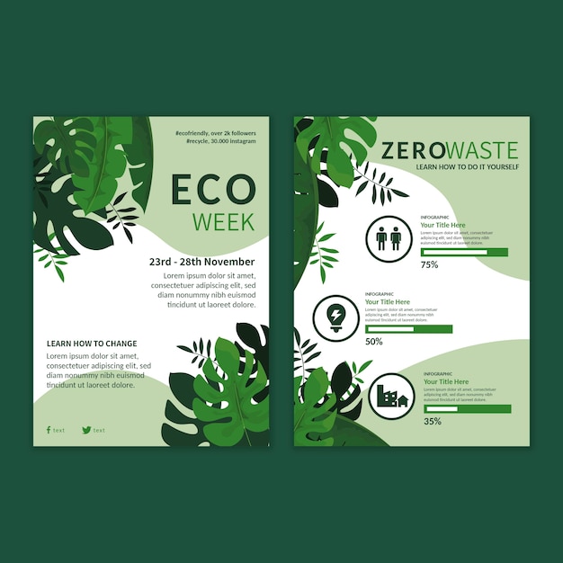 Bezpłatny wektor szablon ulotki reklamowej zero waste