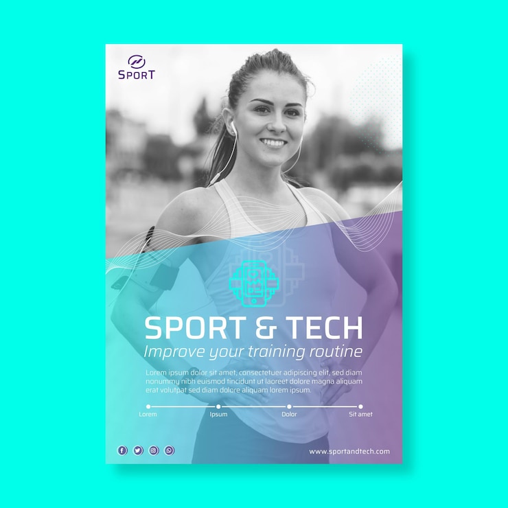 Bezpłatny plik Wektor szablon ulotki sportowej i technologicznej