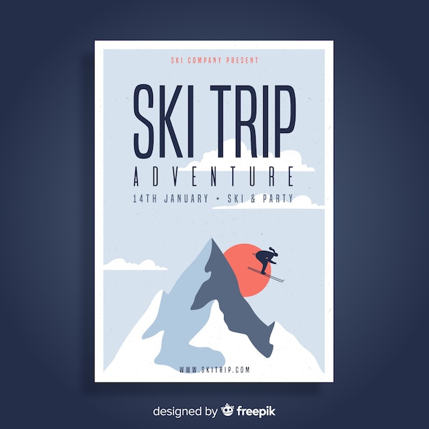 Bezpłatny wektor szablon ulotki wyjazd narciarski
