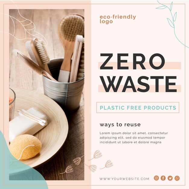 Bezpłatny wektor szablon ulotki zero waste