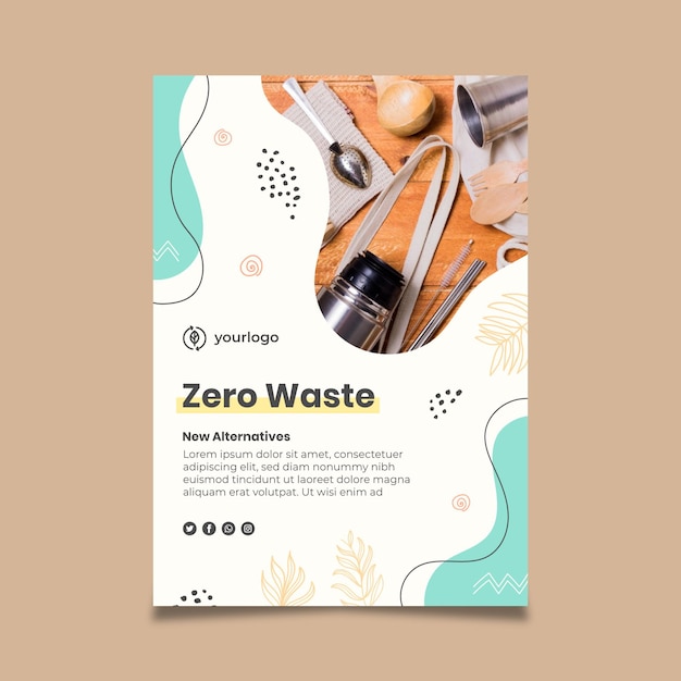 Bezpłatny wektor szablon ulotki zero waste
