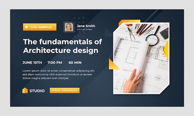 Bezpłatny wektor szablon webinaru na temat rozwoju architektury gradientowej