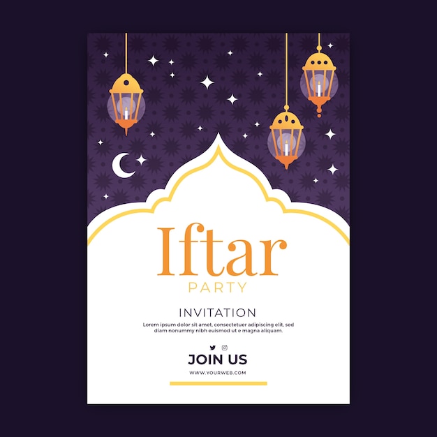Bezpłatny wektor szablon zaproszenia iftar urządzony