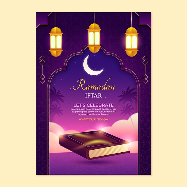Bezpłatny wektor szablon zaproszenia na imprezę ramadanu iftar