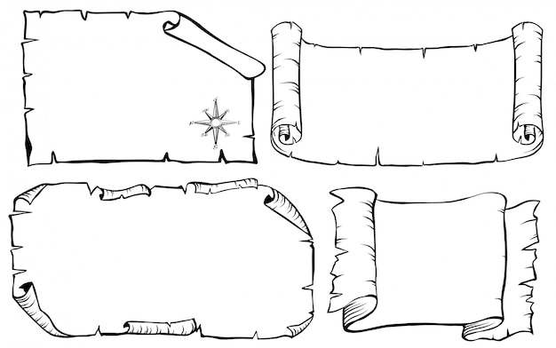 Bezpłatny wektor szablony map treassure w czterech różnych stylach