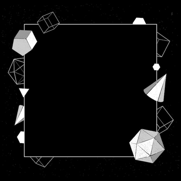 Bezpłatny wektor szara geometryczna ramka na czarnym tle wektora