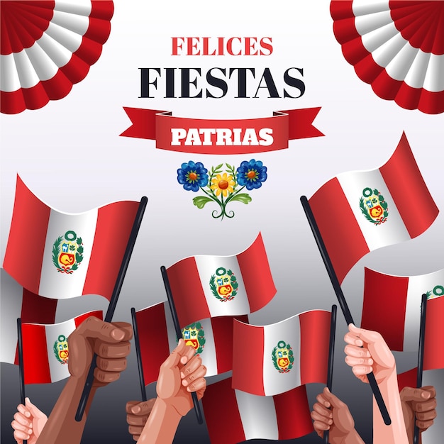 Bezpłatny wektor szczegółowa ilustracja fiestas patrias de peru