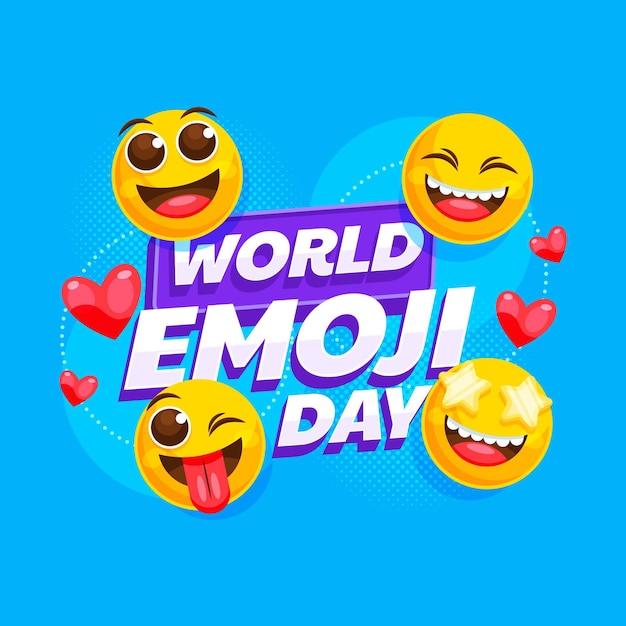 Szczegółowa ilustracja światowego dnia emoji