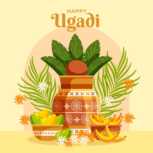 Szczegółowa Ilustracja Szczęśliwy Ugadi