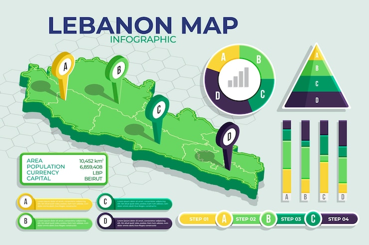Bezpłatny plik Wektor szczegółowa mapa izometryczna libanu