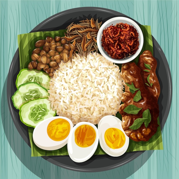 Szczegółowe Realistyczne Danie Nasi Lemak