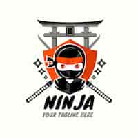 Bezpłatny wektor szczegółowy szablon logo ninja