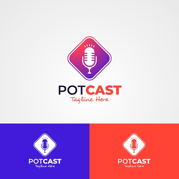 Bezpłatny wektor szczegółowy szablon logo podcastu