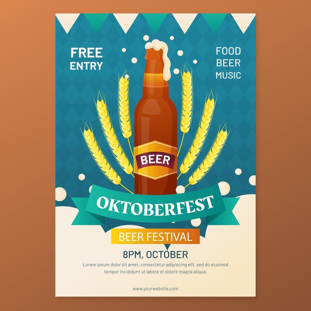 Bezpłatny wektor szczegółowy szablon pionowego plakatu oktoberfest