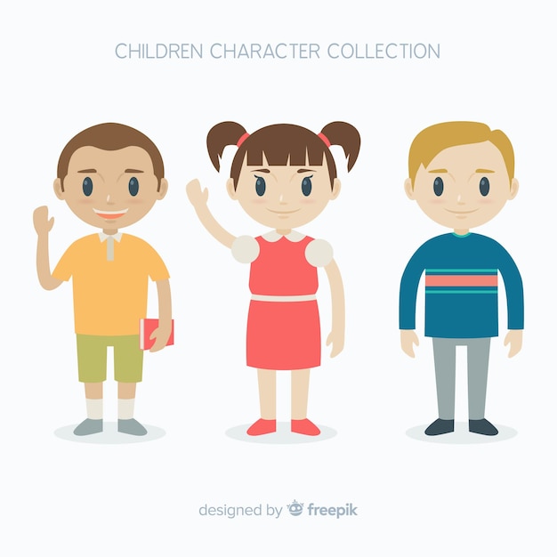 Szczęśliwa Kolekcja Znaków Dzieci W Płaskiej Konstrukcji