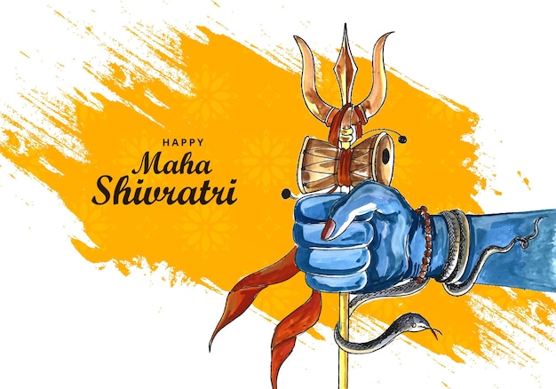 Szczęśliwa maha shivratri z trisulamem i projektem karty obchodów festiwalu hinduskiego