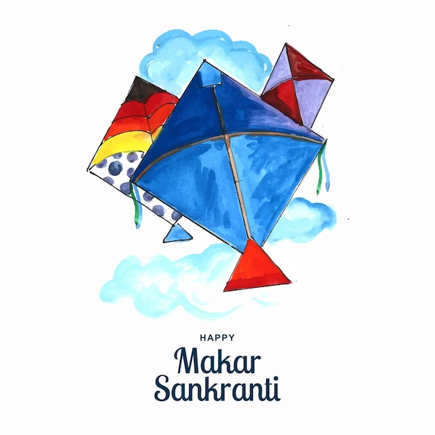 Szczęśliwa makar sankranti celebracja kolorowe latawce karty tło