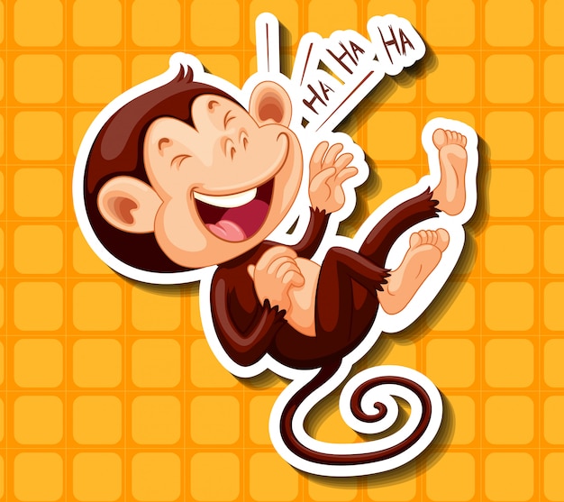 Bezpłatny wektor szczęśliwa małpa śmiejąca się sama