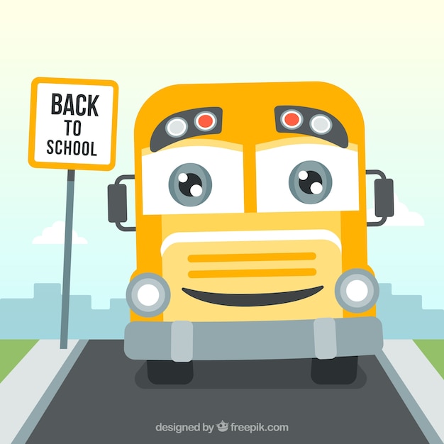 Szczęśliwa szkoła tło autobusu