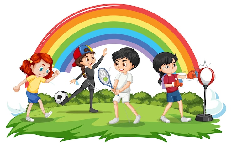 Bezpłatny plik Wektor szczęśliwe dzieci uprawiające różne sporty