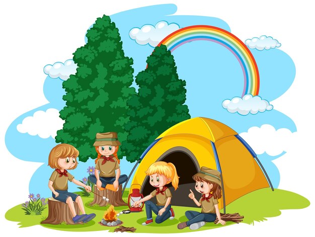 Szczęśliwe dzieci w namiocie kempingowym
