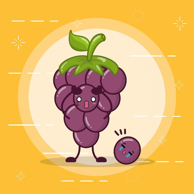 Szczęśliwe emoji z jagodami kawaii