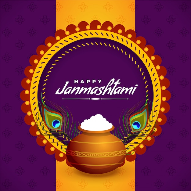 Szczęśliwe pozdrowienia janmashtami z dahi i handi