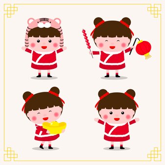 Szczęśliwego chińskiego nowego roku odmiany chińskiej kolekcji postaw dla dzieci