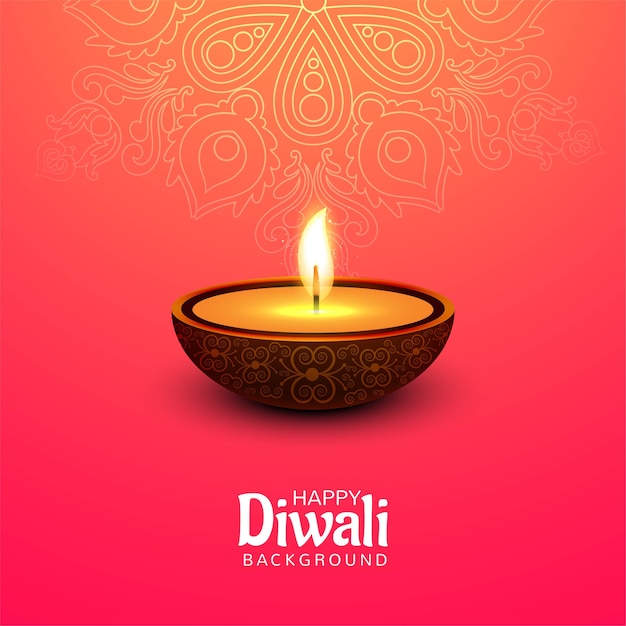 Szczęśliwego festiwalu Diwali z tłem karty uroczystości lampy naftowej