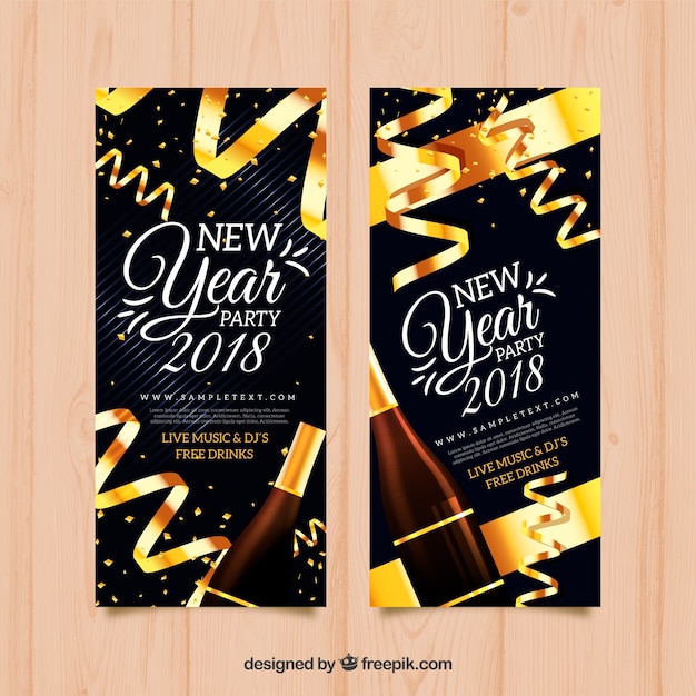Bezpłatny wektor szczęśliwego nowego roku 2018 banery