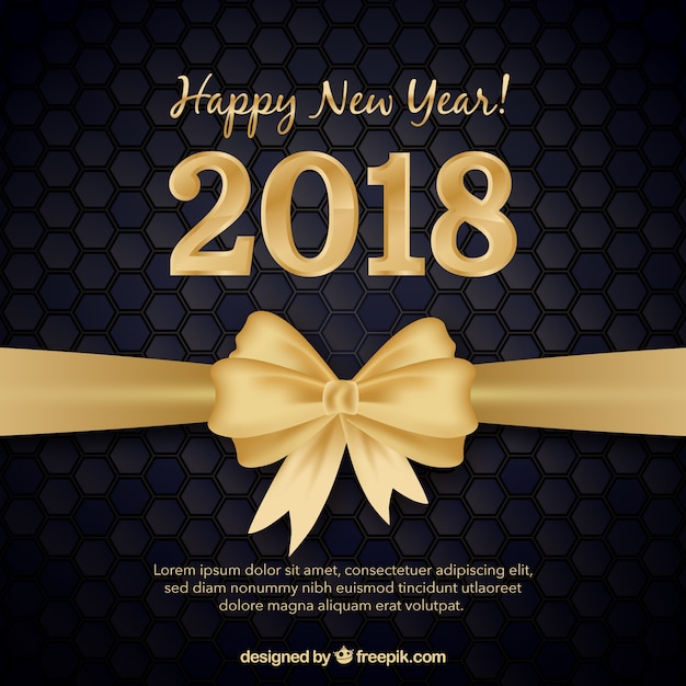Bezpłatny wektor szczęśliwego nowego roku 2018 tło w kolorze czarnym i złotym