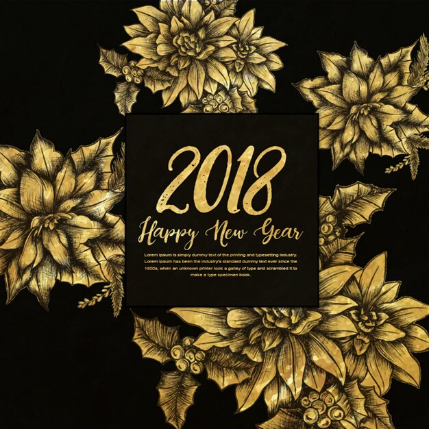 Szczęśliwego nowego roku 2018 złote tło z stylu wykluwania