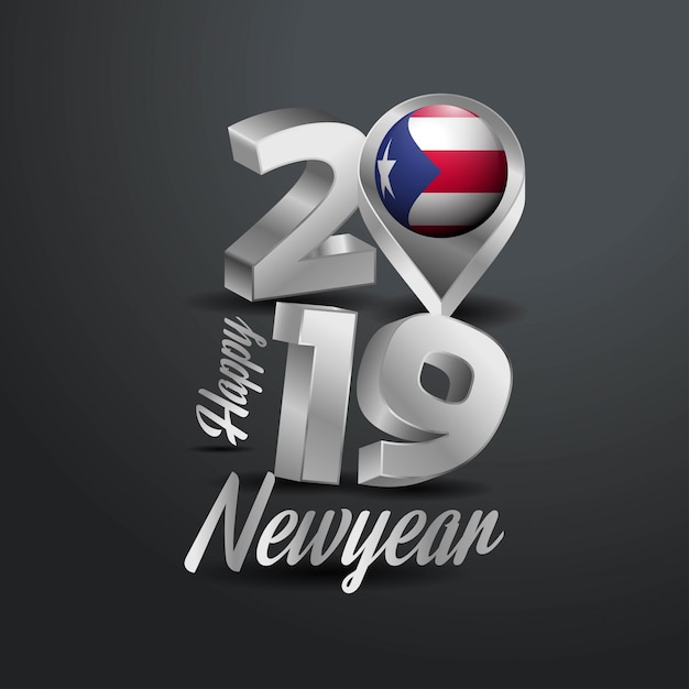 Szczęśliwego Nowego Roku 2019 Grey Typography