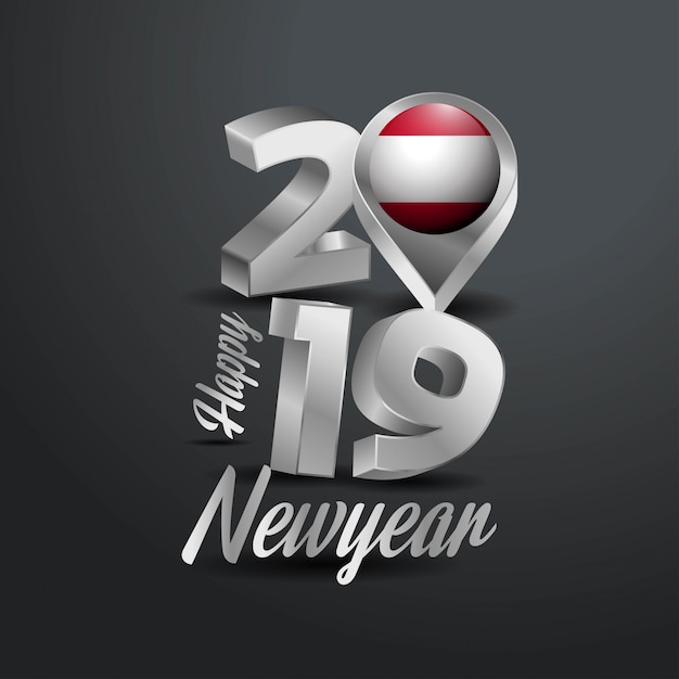 Szczęśliwego Nowego Roku 2019 Grey Typography