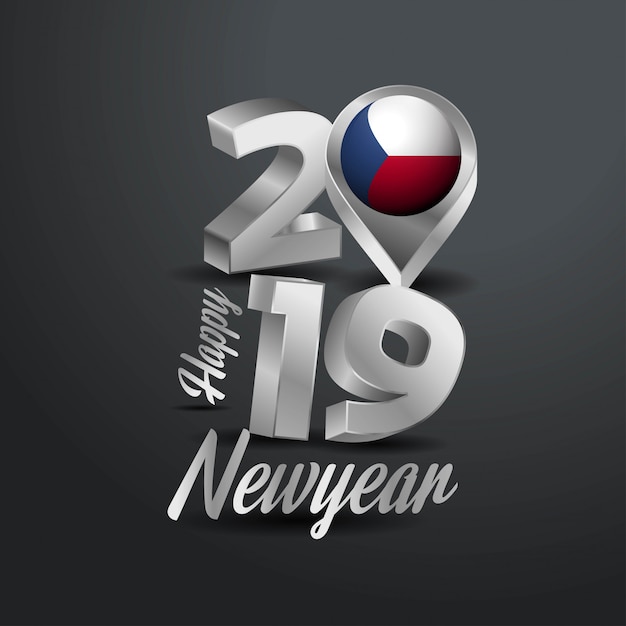Bezpłatny wektor szczęśliwego nowego roku 2019 grey typography