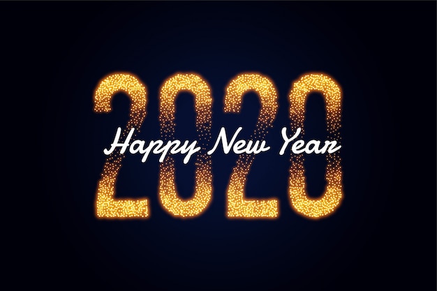 Bezpłatny wektor szczęśliwego nowego roku 2020 złote iskierki projekt karty z pozdrowieniami