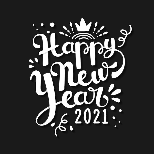 Bezpłatny wektor szczęśliwego nowego roku 2021 napis
