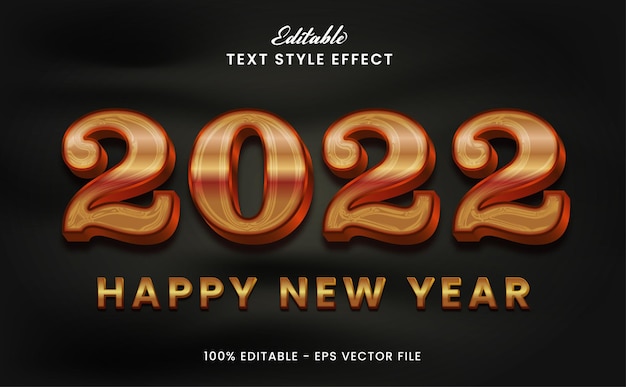 Szczęśliwego Nowego Roku 2022 Edytowalny Efekt Tekstowy Premium Wektorów Premium Wektorów