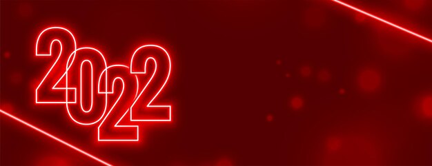 Szczęśliwego nowego roku 2022 z czerwonym sztandarem neonów