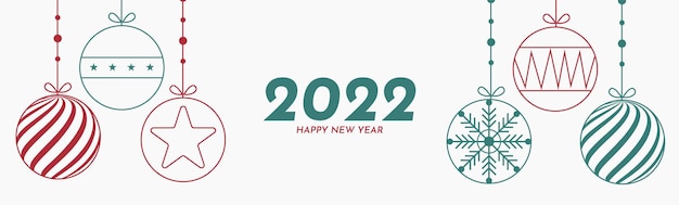 Bezpłatny wektor szczęśliwego nowego roku 2022 z świąteczną dekoracją