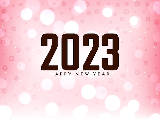 Bezpłatny wektor szczęśliwego nowego roku 2023 różowy projekt tła bokeh