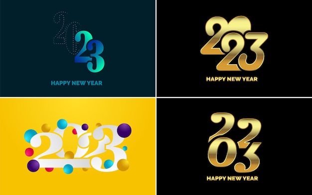 Szczęśliwego Nowego Roku 2023 Tekst Pakiet Projektowy Dla Broszury Szablon Karty Banner Ilustracja Wektorowa Nowy Rok