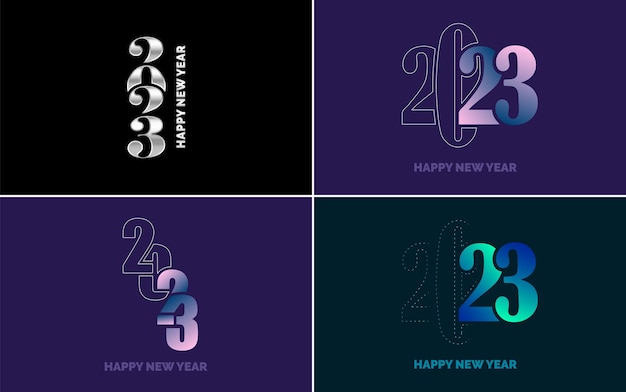 Bezpłatny wektor szczęśliwego nowego roku 2023 tekst projekt okładka biznes pamiętnik do 2023 z życzeniami broszura szablon karty transparent nowy rok wektor ilustracja