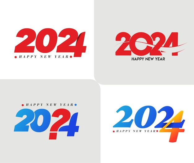Bezpłatny wektor szczęśliwego nowego roku 2024 text typography design element flyer banner design